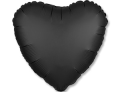 A Шар (18"/46 см) Сердце, Onyx, Сатин, 1 шт.